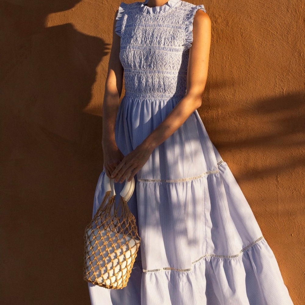 Oliphant Sleeveless Smocked Maxi - Chatham Blue